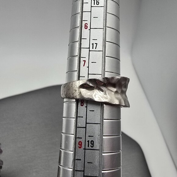 VTG Sterling Silver 925 Hammered Textured Concaved Band Ring Size 8 Tapered 4.2g - Picture 8 of 8
